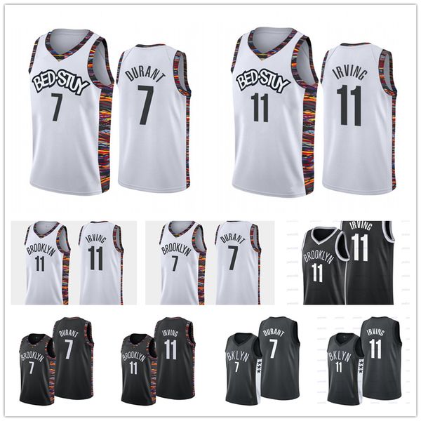 

men's nets kevin #7 durant kyrie #11 irving jersey brooklyn 72 biggie the city throwback 2020 the city basketball jerseys, Black;blue