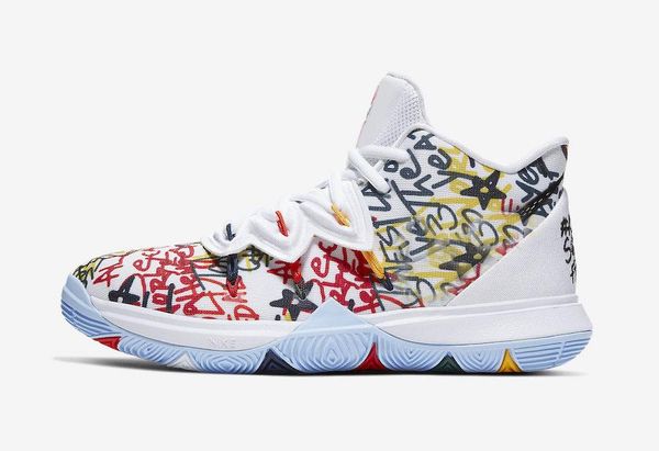

est sale authentic kyrie 5 gs graffiti keep sue fresh basketball shoes white men sports sneakers cw4403-100 with box