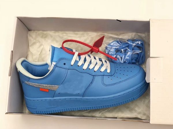 

2019 new white x 1 low mca university blue mens running shoes sports fashion designer sneakers air one des chaussures off shoes, White;red