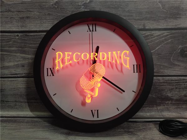 

0b206 recording on the air radio studio app rgb led neon light signs wall clock