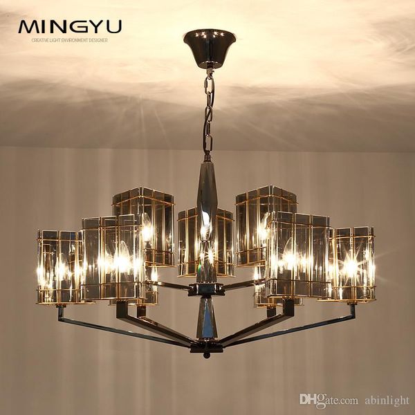 

postmodern art glass chandelier smoke gray glass simple light luxury fashion pendant lamps hardware electroplating lampstand foyer ceililng