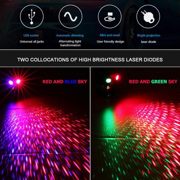 

vodool usb stars starry sky led laser projector light car interior dome atmosphere lamp home part voice control projection light