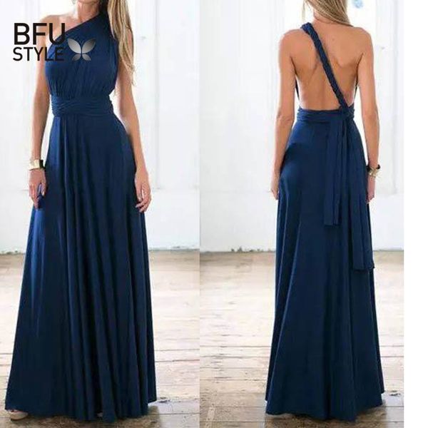

elagant party maxi long dress women multiway wrap dresses gradient convertible boho bandage dress bridesmaids infinity robe, Black;gray