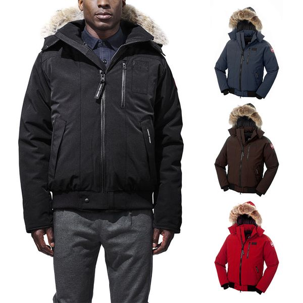 

classic canada men borden bomber men parka new coyote fur middle style coat winter warm windproof down jacket factory outlet fast, Black
