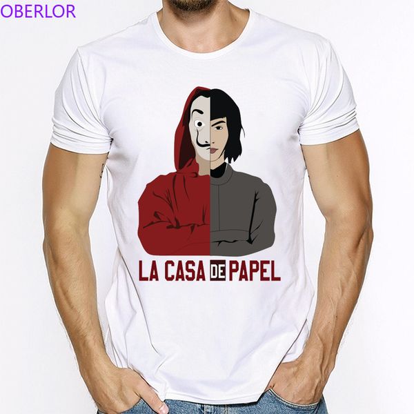 

house made of paper harajuku t-shirt summer money heist cartoon tees la casa de papel t shirt men short sleeve hip hop tshirt, White;black