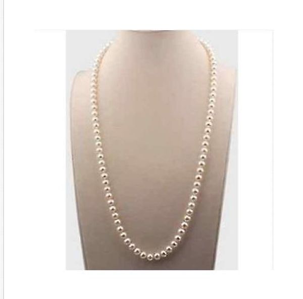 

classic 30inch 7-8mm south sea round white pearl necklace 14k gold clasp, Silver