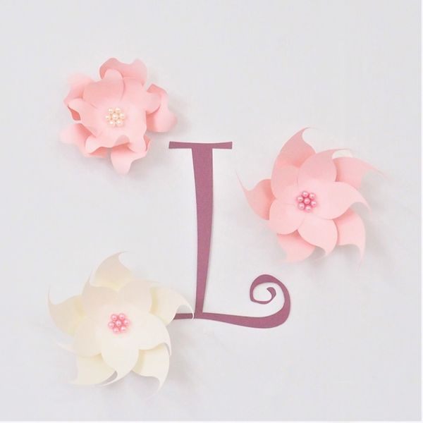

cardstock pink ivory fleur diy paper flowers rose letter kit for nursery wall deco baby shower girls room birthday backdrop