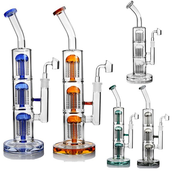 

Красочной Тройной Arm Дерево Бонг стекло воды Bongs Dab Rigs Двойного Reti Percolater Dab Рог Труба Ресайклер Banger Курение кальяна