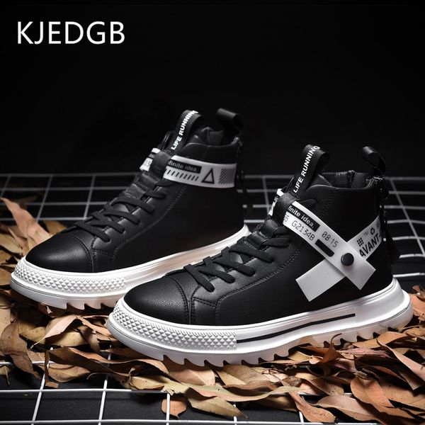 

kjedgb autumn new high-mens casual shoes outdoor non-slip sneaker men designer shoes ankle boots male support dropshipping, Black