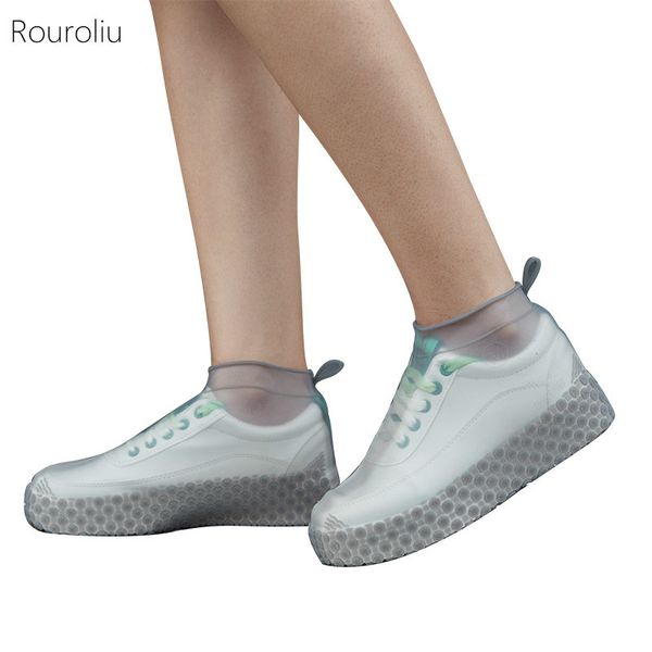 

shoe parts & accessories rouroliu waterproof shoes covers silicone protectors reusable slip-resistant outdoor rain boots, White;pink