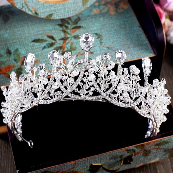 

baroque sparkling silver crystal big rhinestone wedding crown headband bridal tiara party show pageant hairband hair accessories, Golden;white