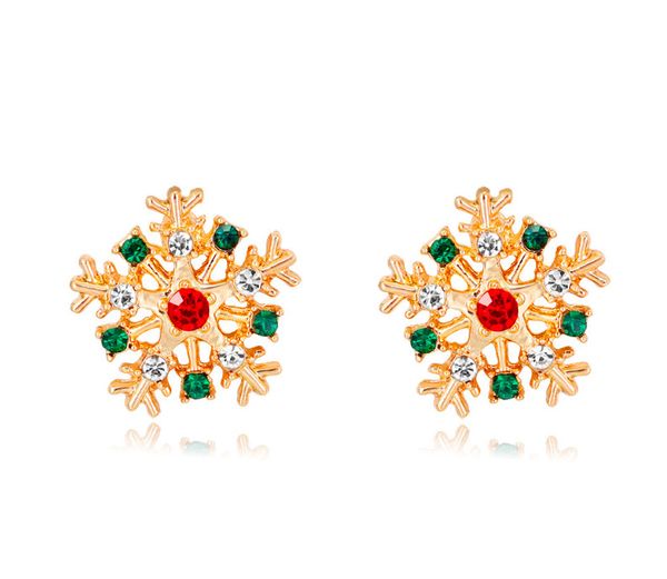 

европейские и американские новые модные женские рождественские серьги серии fashion creative сплав бриллиантовые серьги снежинка розовое зол, White