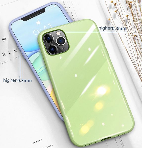 

liquid silicone tempered glass phone case for iphone 11 pro max back cover for iphone xs max 8 7 6s plus