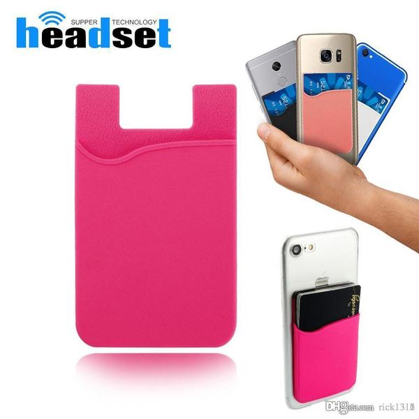 

phone card holder silicone cell phone wallet case credit id card holder pocket stick on 3m adhesive with opp bag