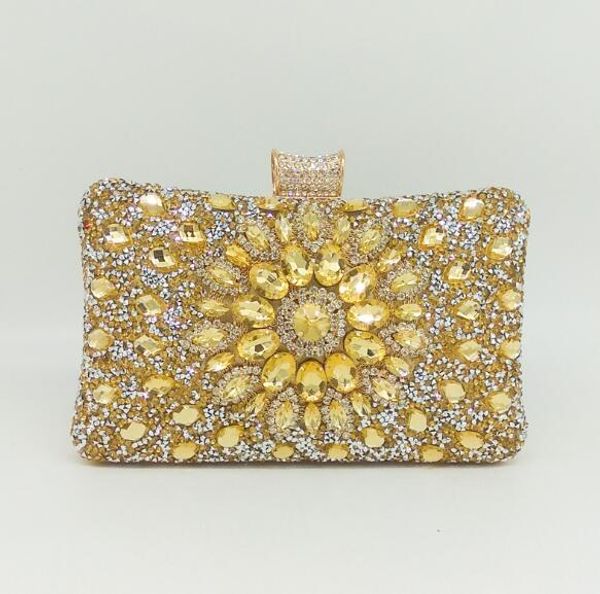 

dazzling silver crystal flower evening purse women metal clutch bag bridal wedding party tote handbag mil1082