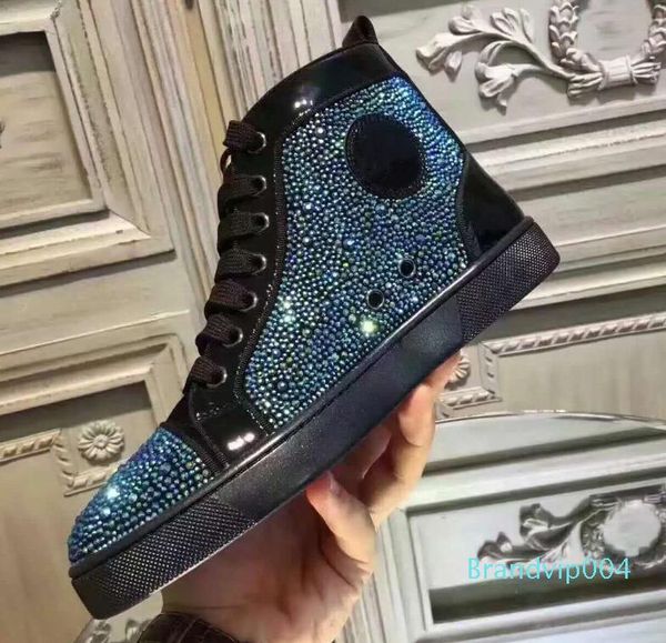 

2019 luxury designer shoes man women red bottoms spike flat no limit sneakers fashion italy dress shoes size 35-47, Black