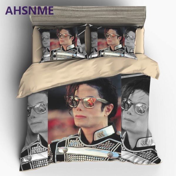 

ahsnme classic superstar mj home textile mike jackson live style sanding polyester 2/3pcs bedding set duvet cover bedding set