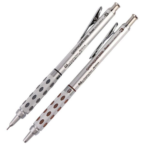 

pentel mechanical pencil 0.5mm drawing automatic pencils 2pcs pg1015 (13.17.19) 0.3/0.5/0.7/0.9mm metal penholder graphgear1000, Blue;orange