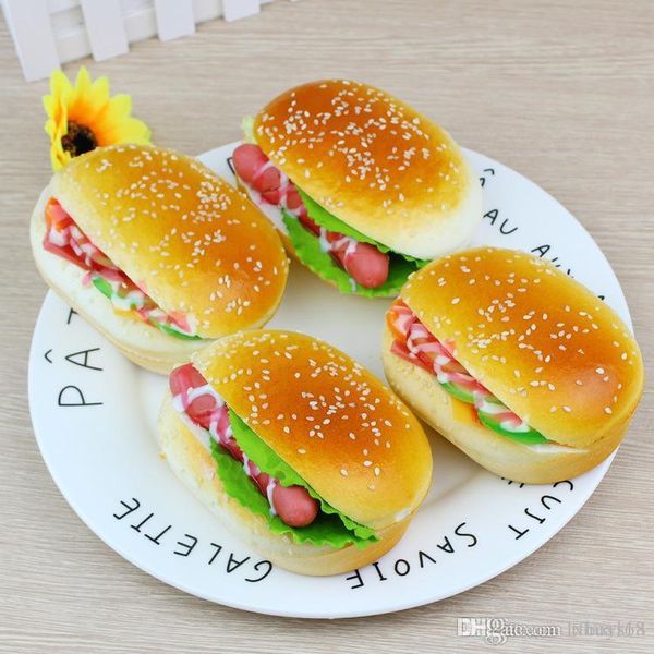 

kawaii tf 11cm pu hamburger dog slow rising squishy phone charms squeeze home decoration squishies toys for kids decompression toy