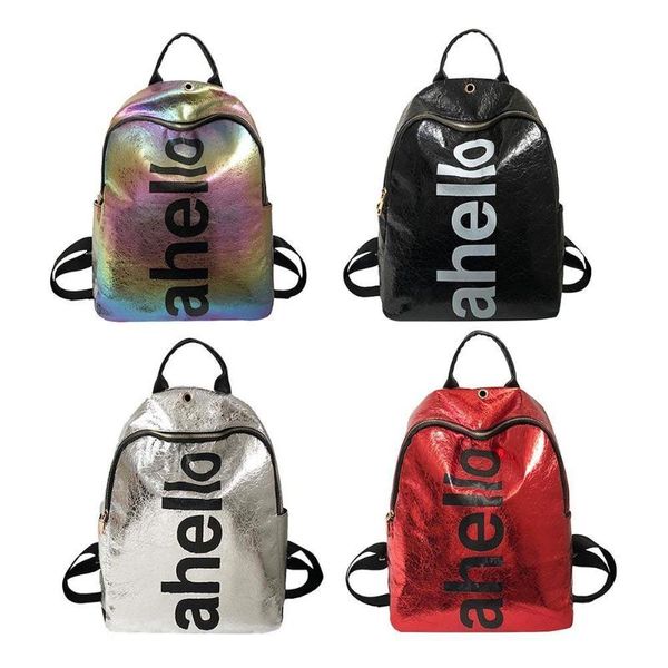 

fashion women preppy letter print pu backpack school bags shoulder bag