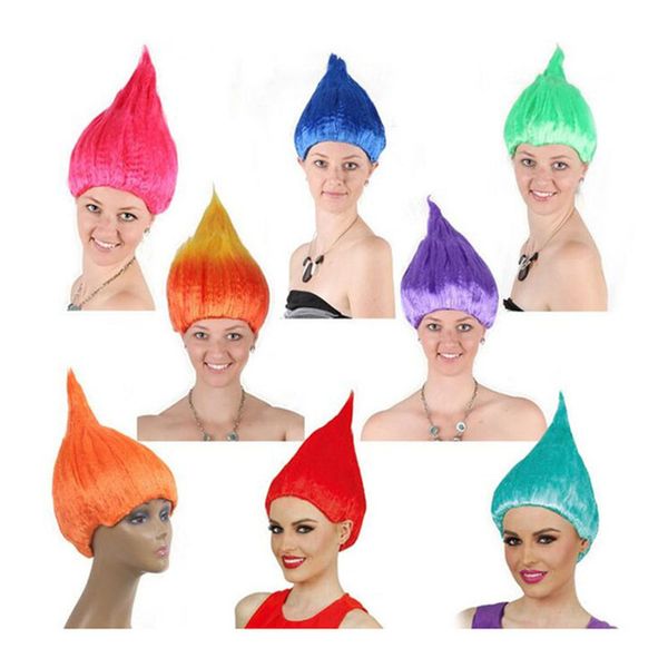 

Fa hion troll tyle fe tival party pixie wig holiday co play female fluffy color hair european american wig per onality fe tival