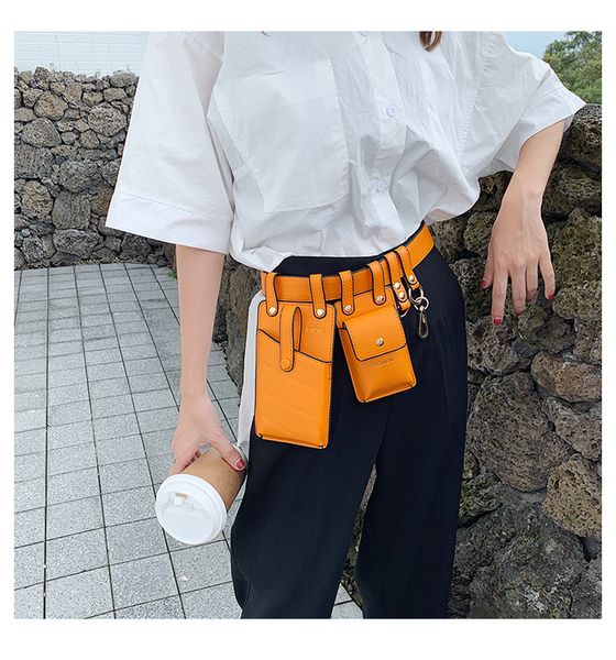 

women men waist bag fashion leather waist belt bag crossbody chest bags fanny pack small phone pack shoulder strap packs yellow black green