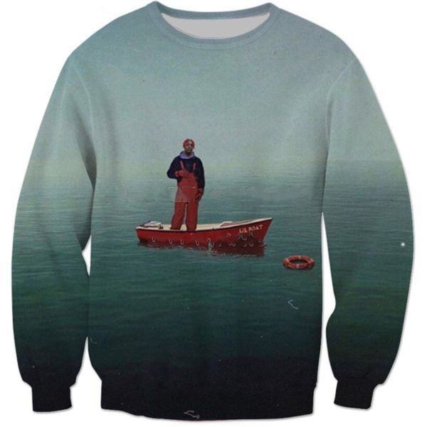 

fashion womens/mens lil yachty ..aka lil boat funny 3d print harajuku casual crewneck sweatshirt plus size b083, Black