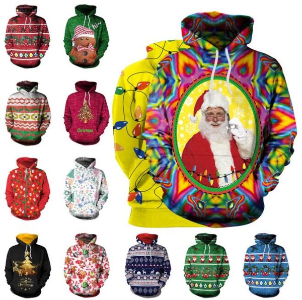 

14 styles christmas hoodie print sweatshirt men women hooded pullover christmas hiphop hoodies autumn clothes by0557, Blue;gray