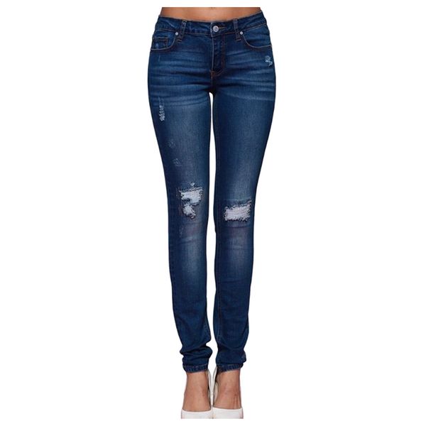 

fashion jeans women pencil pants high waist jeans slim elastic skinny pants trousers fit lady plus size #4, Blue