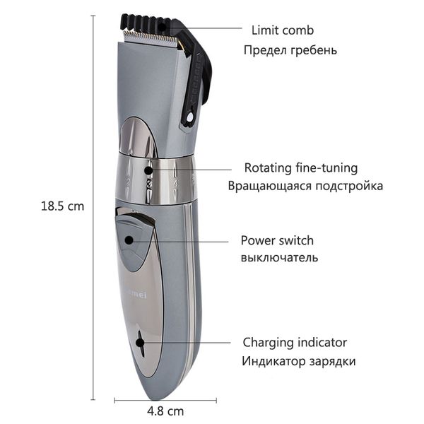 

kemei km-605 аккумуляторная триммер волос бритва cordless регулируемая clipper моющийся электрическая бритва электрическая машинка для стриж