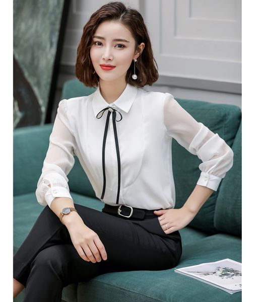 

formal pantsuits women business suits with 2 piece pant and sets ladies white blosues & shirts styles, White;black