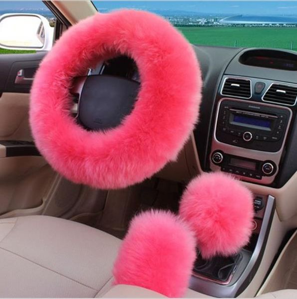 

3pcs/set plush soft warm auto car vehicle steering wheel gear brake cover set