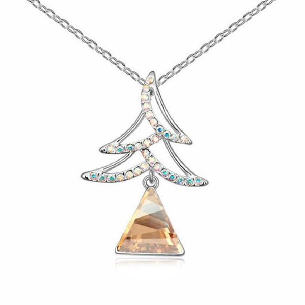 

2020 для леди мода рождественская елка кулон ожерелье сделано с элементом swarovski треугольник кристалл колье 1-1024 бесплатная доставка, Silver