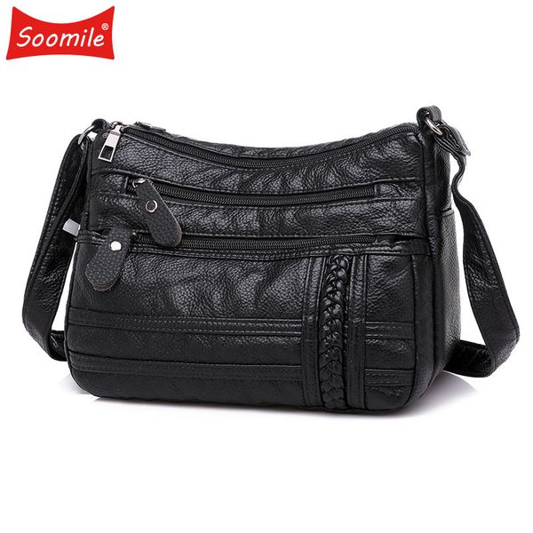 

fashion women bags pu soft leather shoulder bag multi-layer crossbody bag quality small red handbag solid color purse