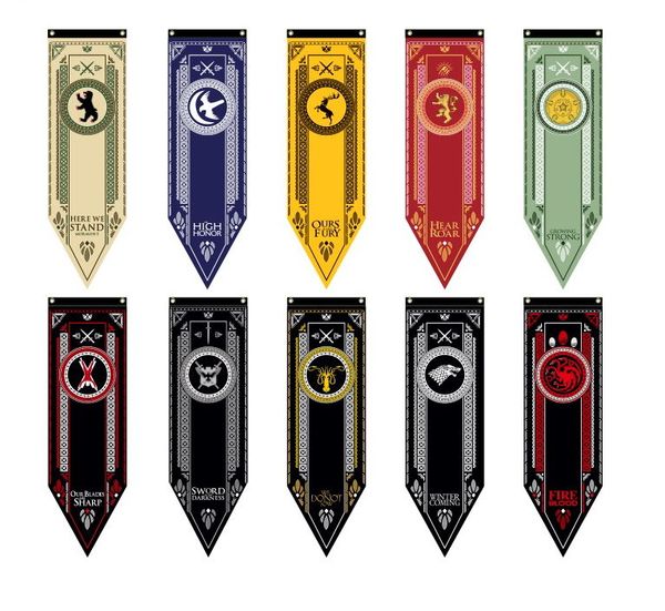 

15*50cm 10 styles banner house stark tyrell targaryen greyjoy lannister arryn banner game of thrones outdoor hanging banner flags