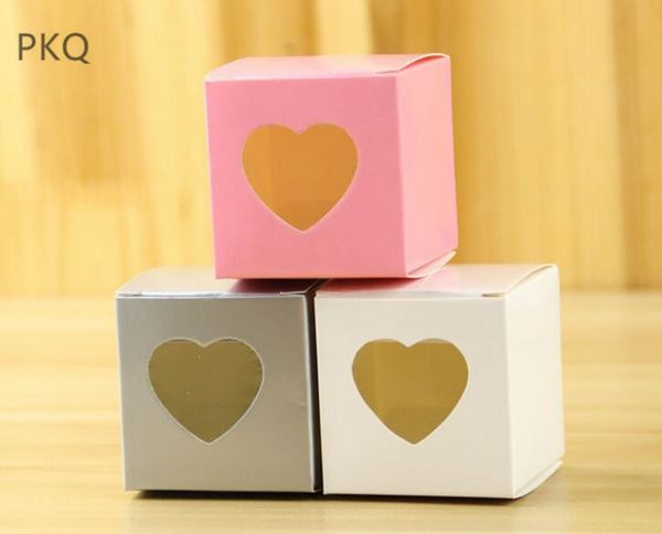 

100pcs wholesale kraft paper box with window small gift packing box wedding party candy boxes jewelry packaging 5x5x5cm