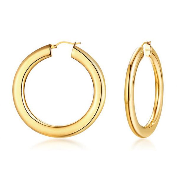 

titanium steel simple fashion flat circular big hoop earrings for women gold plating big hoop earrings jewelry gifts for women, Golden