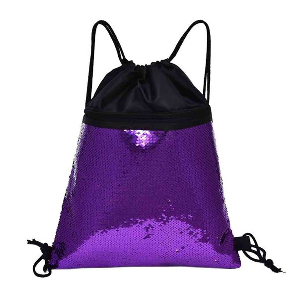 

reversible sequin drawstring backpack glitter cinch pack bags flip sequins shining sports rucksack for kids adults #4
