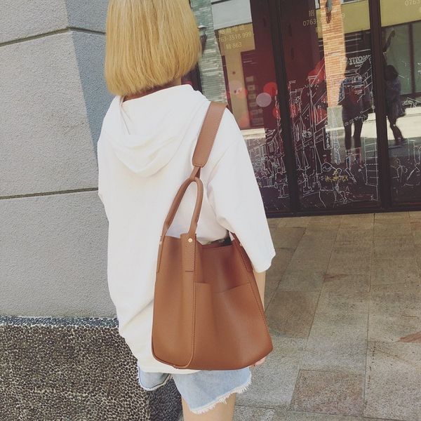 

2020 new shoulder bag women's casual fashion korean bucket bag simple handbag lady