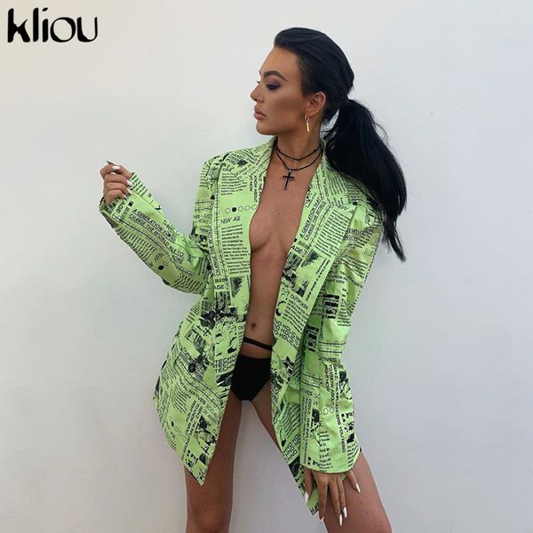

kliou women coat fashion streetwear 2019 autumn long sleeve turn-down collar v-neck single breasted casual outfit jackets, Black;brown