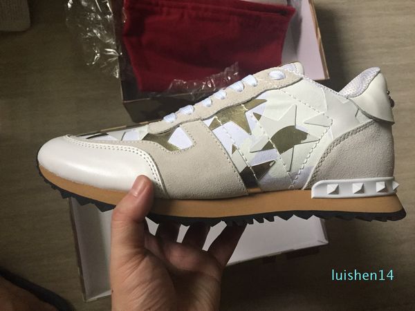 

women/men casual shoes camouflage genuine leather lace up couple star shoes rivets flat shoes l14, Black