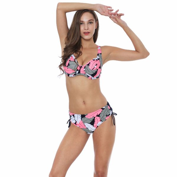 

сексуальное перо плюс размер купальники женщина push up swimsuit большого размера полосатой цветочная середина талия bikinis de las mujeres, White;black