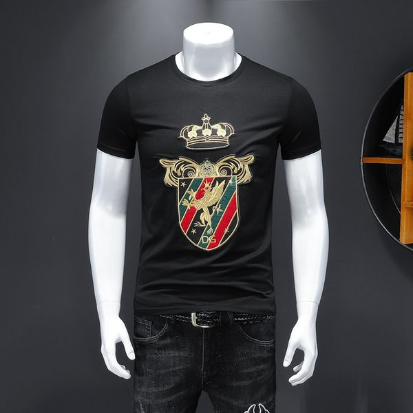 

mens 2020ss spring and summer new high grade cotton printing short sleeve round neck panel t-shirt size: m-5xl luxury designer t shirts, White;black