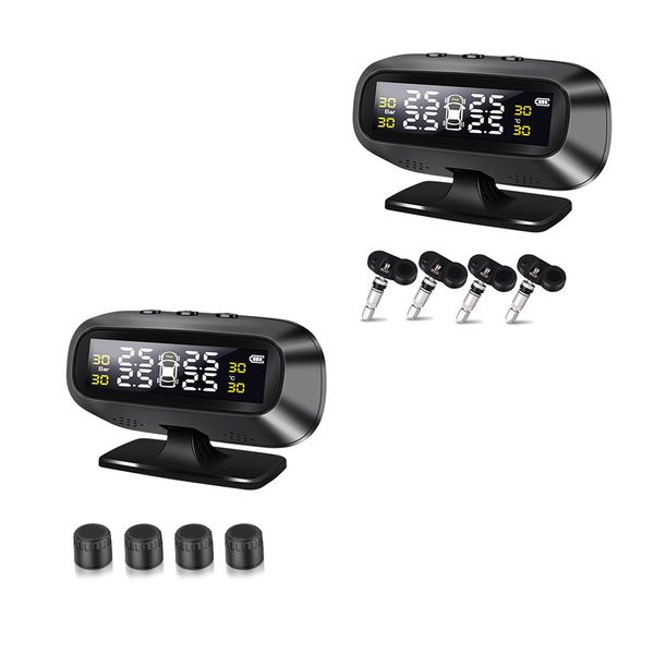 

wireless car tpms tire pressure monitor system auto security alarm systems tyre pressure solar power +4 internal sensors systems