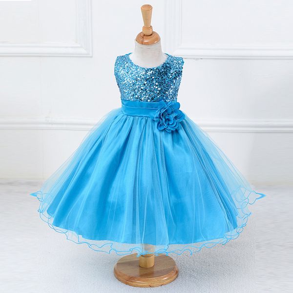 

Hot Sale Baby Sequins Girl Flower Dresses Party Princess Dress Children kids clothes Girl Pageant Gowns