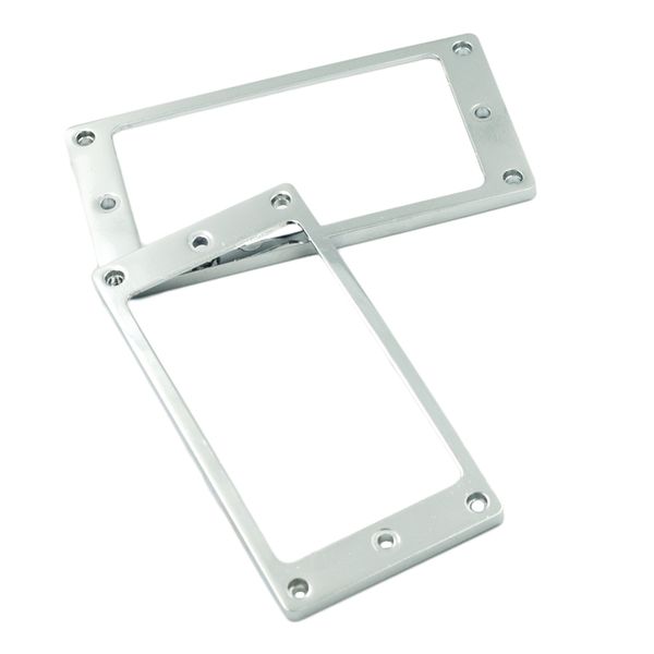 

set of 2 plastic humbucker pickup ring mounting frame flat bottom for electric guitar pickup, silver