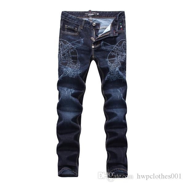 

2020 new designer trousers fashion worn patchwork skinny slim mens slim fit jeans fit denim pant destroyed motorcycle mens joggers, Blue