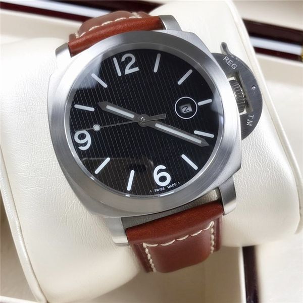 

GQ factory Top quality GMT aaa luxury mens watches automatic MIYOTA 8217 mechanical famous luxury Italian leather 47mm*17.5mm wristwatch
