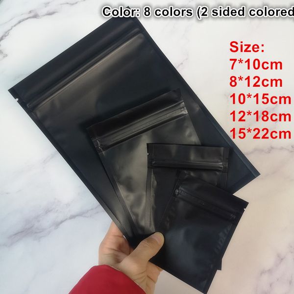 

black plastic mylar bags aluminum foil zipper bag for long term food storage and collectibles protection 8 colors two side colored