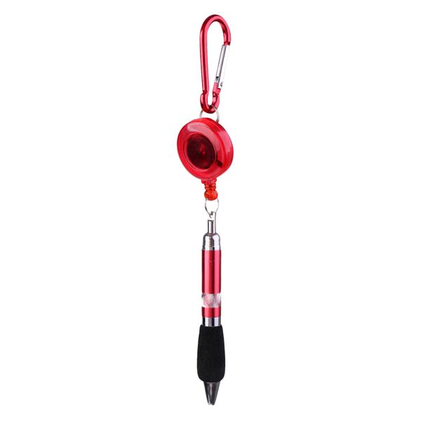 

portable retractable badge reel golf scoring pen belt clip with carabiner snap hook